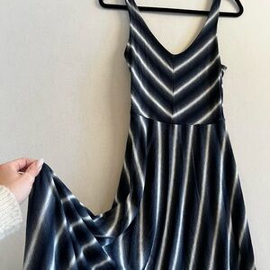 Anthropologie Navy and White Maxi Dress